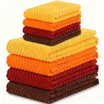 8 pc of 400g/m² cotton kitchen towels and dishcloths, super absorbent