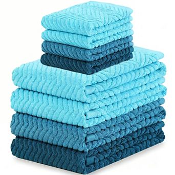 8 pc of 400g/m² cotton kitchen towels and dishcloths, super absorbent