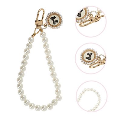 Stylish Bow Faux Pearl Phone Charm in Beige for Hands-Free 1Pc