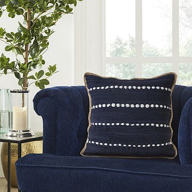 HomeRoots 20" Blue and Beige Throw Pillow