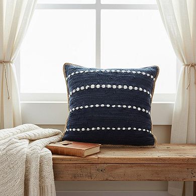 HomeRoots 20" Blue and Beige Throw Pillow