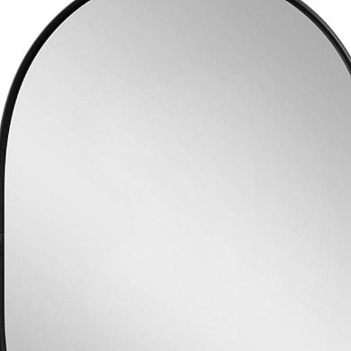 HomeRoots 32" Black Aluminum Oval Adjustable Tilting Framed Accent Mirror