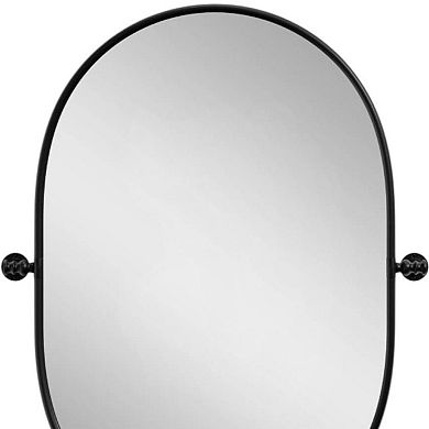 HomeRoots 32" Black Aluminum Oval Adjustable Tilting Framed Accent Mirror