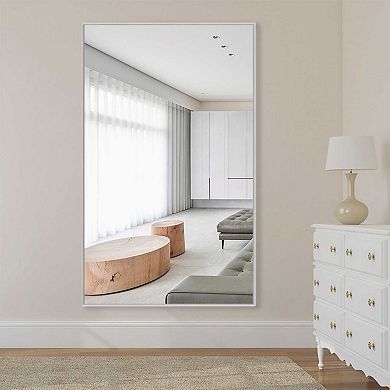 HomeRoots 51" Silver Metal Leaning Framed Full Length Mirror