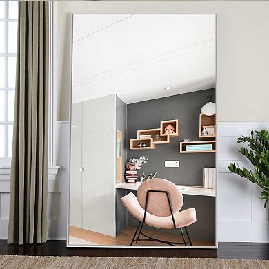 HomeRoots 51" Silver Metal Leaning Framed Full Length Mirror