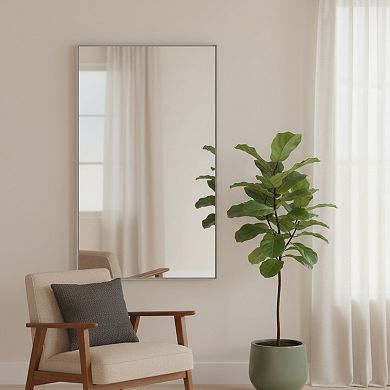 HomeRoots 51" Silver Metal Leaning Framed Full Length Mirror