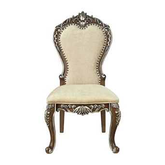 HomeRoots Set of Two Gray and Oak Upholstered Chenille And Solid Wood Dining Side Chairs