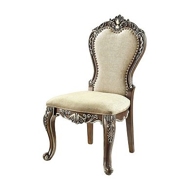 HomeRoots Set of Two Gray and Oak Upholstered Chenille And Solid Wood Dining Side Chairs