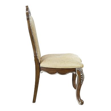 HomeRoots Set of Two Gray and Oak Upholstered Chenille And Solid Wood Dining Side Chairs