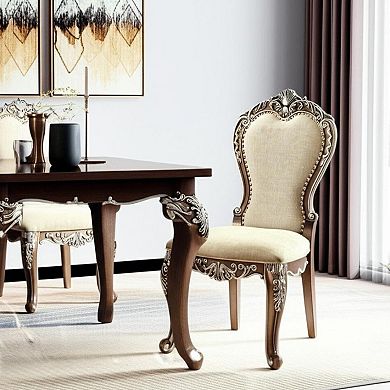 HomeRoots Set of Two Gray and Oak Upholstered Chenille And Solid Wood Dining Side Chairs