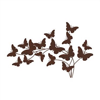 HomeRoots 18" X 29" Brown Metal Butterflies Hanging Dimensional Sculpture