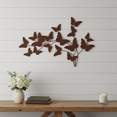 HomeRoots 18" X 29" Brown Metal Butterflies Hanging Dimensional Sculpture