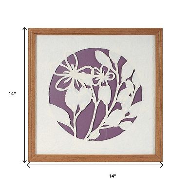 HomeRoots Set Of Two Purple And White Floral Brown Framed Wall Art