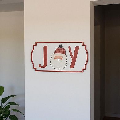 HomeRoots Set of Three White Green And Red Metal Christmas Hanging Text Wall Decor