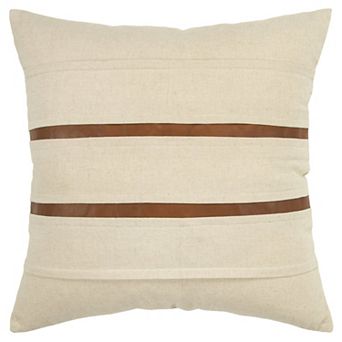 HomeRoots 20" Ivory and Brown Cotton Blend