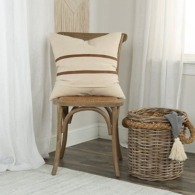 HomeRoots 20" Ivory and Brown Cotton Blend