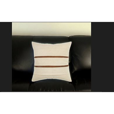 HomeRoots 20" Ivory and Brown Cotton Blend