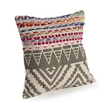 HomeRoots 18" Blue and Beige Throw Pillow