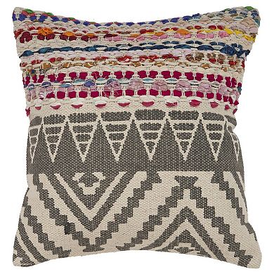 HomeRoots 18" Blue and Beige Throw Pillow