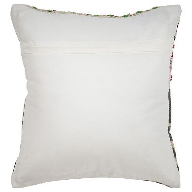 HomeRoots 18" Blue and Beige Throw Pillow