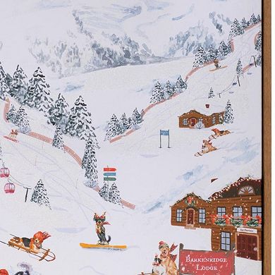 HomeRoots Dog Ski Resort Brown Framed Wall Art