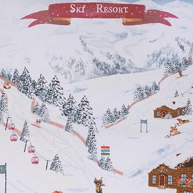 HomeRoots Dog Ski Resort Brown Framed Wall Art