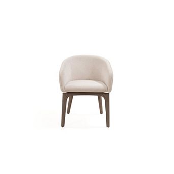 HomeRoots Taupe and Brown Boucle And Faux Leather Dining Arm Chair