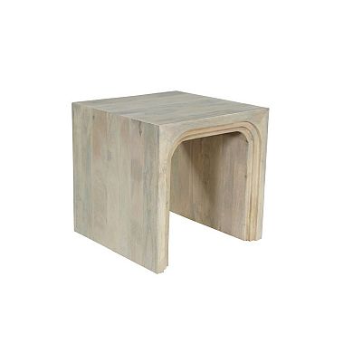 HomeRoots 24" White Solid Wood Square Sled End Table