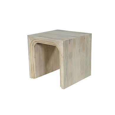 HomeRoots 24" White Solid Wood Square Sled End Table
