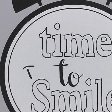 HomeRoots 16" X 16" Gray And White Time to Smile Wood Square Wall Decor