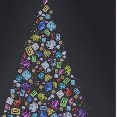 HomeRoots Bejeweled Christmas Tree Champagne Framed Wall Art