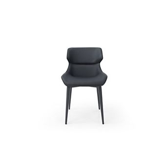 HomeRoots Black Faux Leather and Steel Wing Back Dining Side Chair