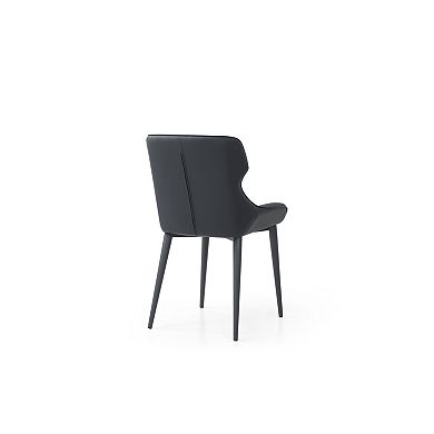 HomeRoots Black Faux Leather and Steel Wing Back Dining Side Chair