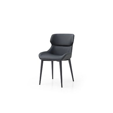 HomeRoots Black Faux Leather and Steel Wing Back Dining Side Chair