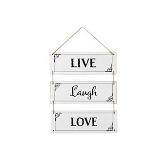 HomeRoots 14" X 12" Black And White Reversible Inspirational Love Text Wood Wall Decor
