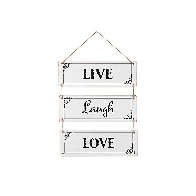 HomeRoots 14" X 12" Black And White Reversible Inspirational Love Text Wood Wall Decor