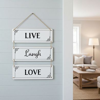 HomeRoots 14" X 12" Black And White Reversible Inspirational Love Text Wood Wall Decor