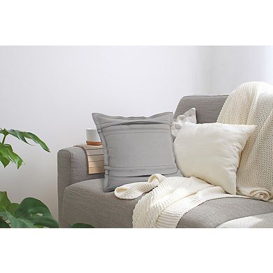 HomeRoots 20" X 20" Light Gray Cotton Zippered Pillow