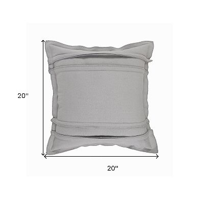 HomeRoots 20" X 20" Light Gray Cotton Zippered Pillow