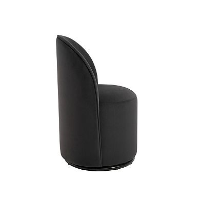 HomeRoots Black Velvet Curved Back Swivel Dining Arm Chair
