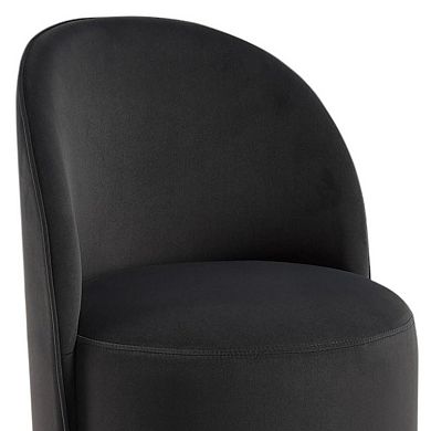 HomeRoots Black Velvet Curved Back Swivel Dining Arm Chair