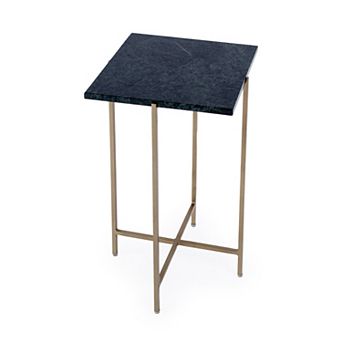 HomeRoots 21" Green and Gold Marble and Iron Drink Size Square End Table