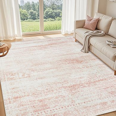 Ultra Soft Washable Rug, Non-Slip, Low Pile, Vintage Design, Durable, Easy to Clean