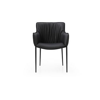 HomeRoots Black Faux Leather and Steel Dining Arm Chair