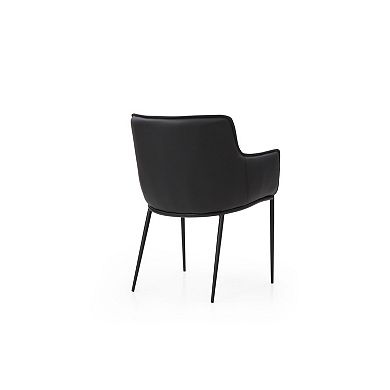 HomeRoots Black Faux Leather and Steel Dining Arm Chair