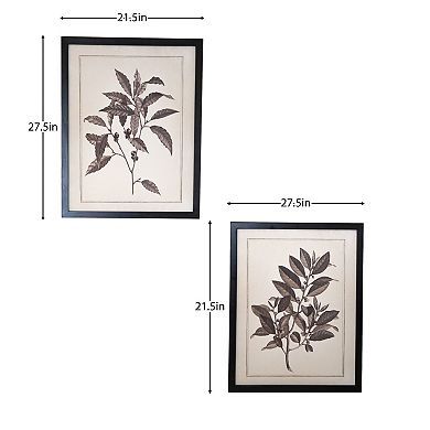 HomeRoots Set of Two Black And White Flower Framed Art