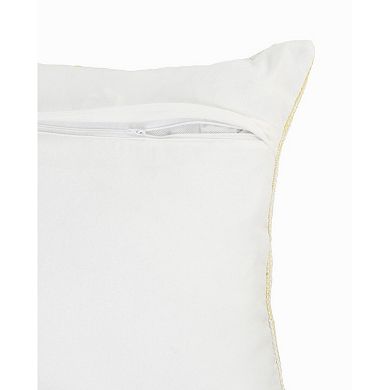 HomeRoots 20" Yellow and White Throw Pillow