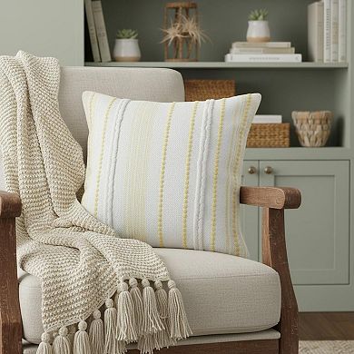 HomeRoots 20" Yellow and White Throw Pillow