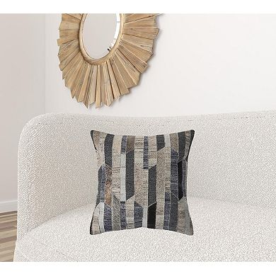 HomeRoots 20" Beige and Gray Throw Pillow