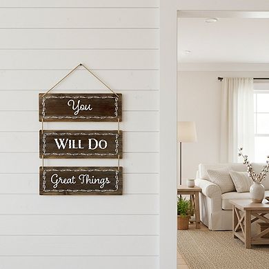 HomeRoots 14" X 12" Brown And White Inspirational Text Wood Wall Decor